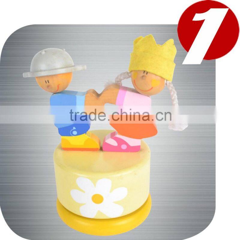 wooden ballerina toys/toy flowers boy and girl wooden music box,Dancing musical Box
