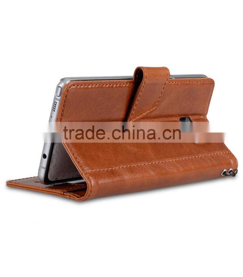 Strap Style Brown Wax Leather Mobile Phone Case for Samsung Galaxy Note 7