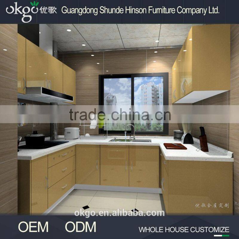 High gloss in stock kitchen cabinets