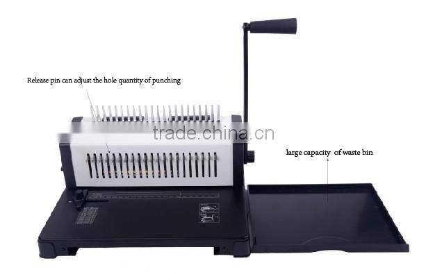 Heavy duty comb hole punching and binding machine