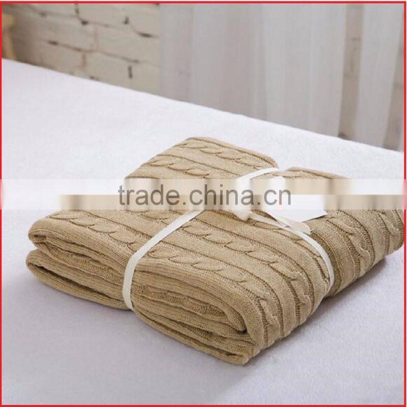 Thermal Natural 100% Cotton Knit Throw Blanket for Couch Bed