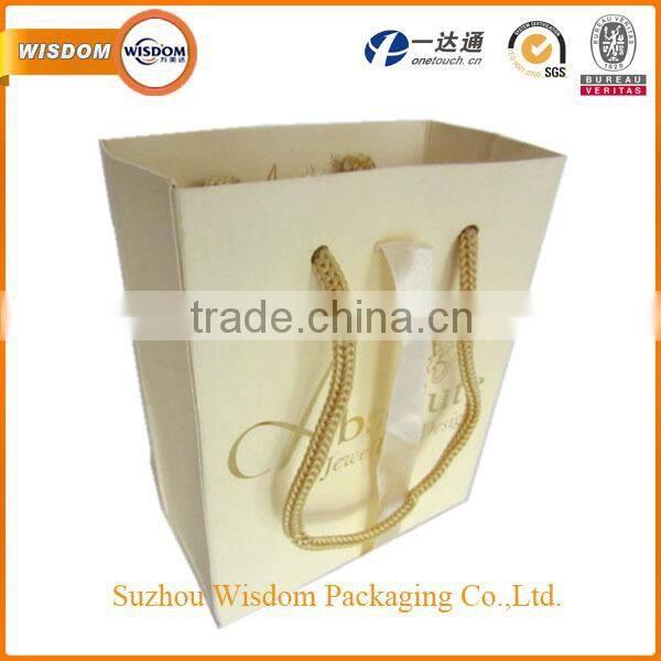wholesale luxury paper shopping bag with ribbon handle