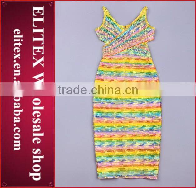2015 HOT Red rainbow fashion braces skirt plus size bodycon bandage dress