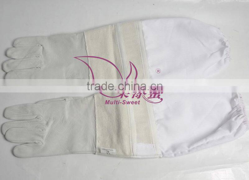 white yellow color beekeeping goatskin gloves