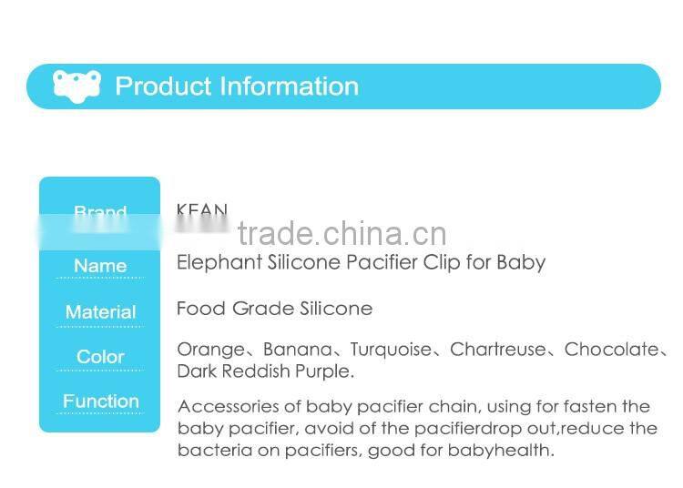 Colorful Elephant Silicone Baby Pacifier Chain Clamp