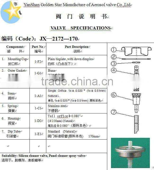 Tinplate Silicone Cleaner Aerosol Valves