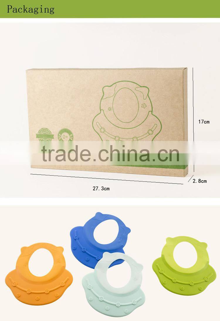 Stocked Plastic fancy UFO shaped kids Safe Shampoo Bathing Hat Wash Hair Shower Cap 27.2*26.7cm-orange