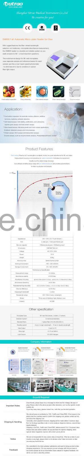 SM600 elisa system reader / washer for laboratory