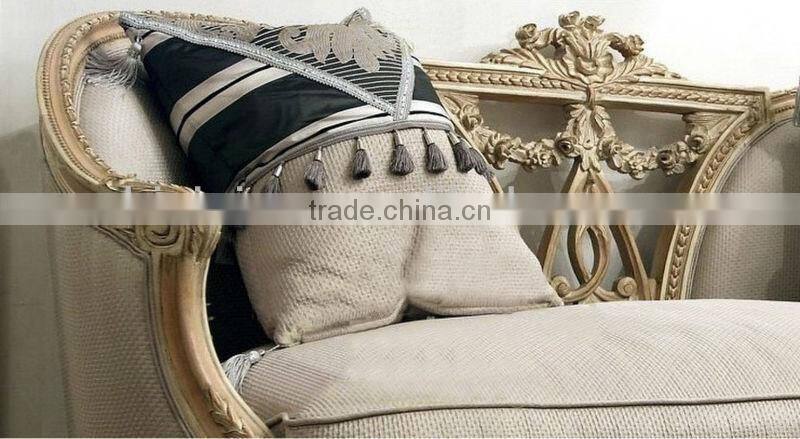 Luxury Spanish wooden living room three-seat sofa with hand carving and antique finishng workmanship