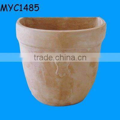 Half flower pot natural clay flower pot