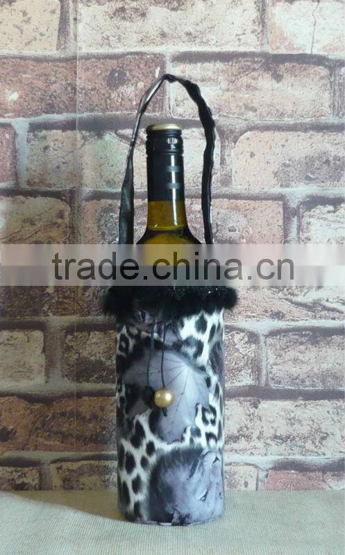 animal design with handle leather fabric wine bags