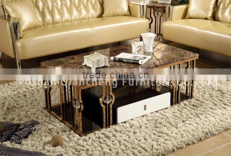 2017 rose golden stainless steel coffee table set