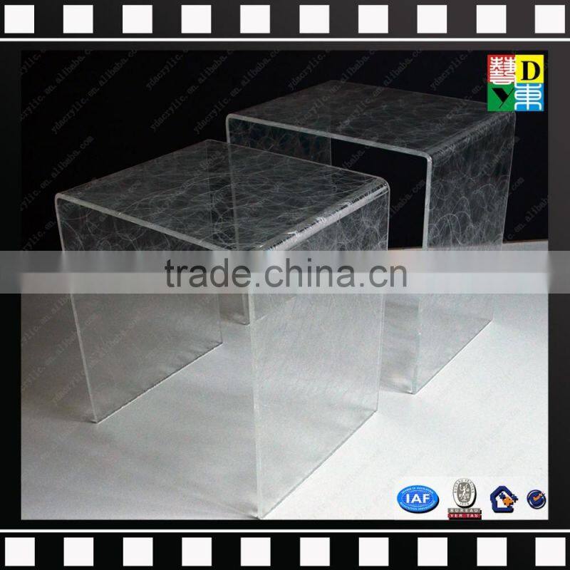Clear acrylic nest of 3 plastic tables,high quality PMMA coffee side table from china manufacturer