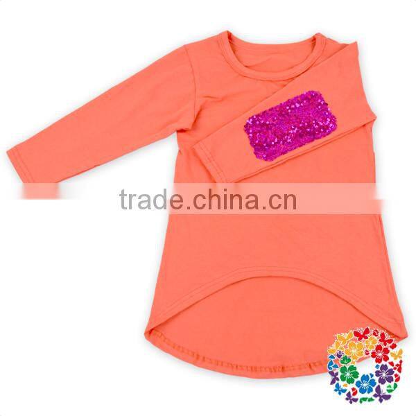 Asymmetrical Design New Model Kids Tshirts Plain White Soft Cotton Long Sleeve Girls Shirt