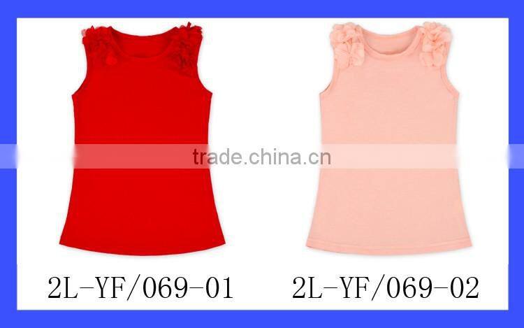 Wholesale Baby Girls Tank Top Plain Flower Clothes Red And Coral Singlet Clothes