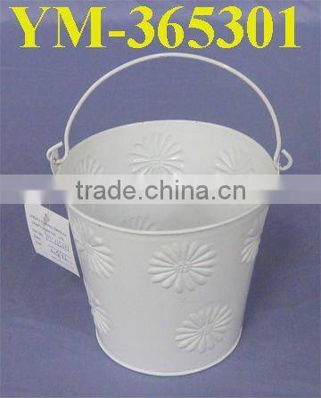wholesale white metal garden pots with handle