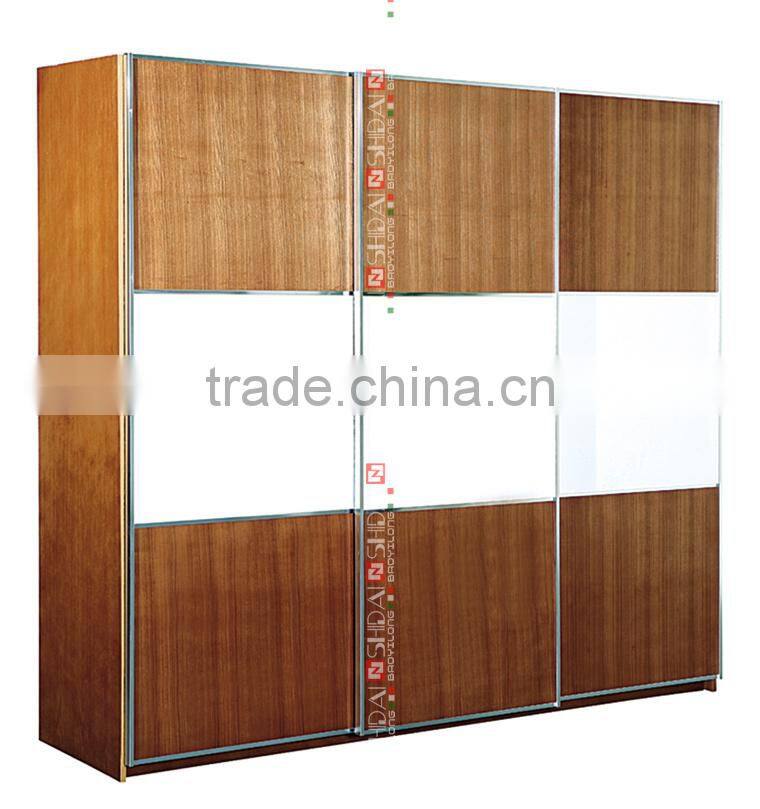 Indian 3 door bedroom wardrobe design sliding wardrobe F-5