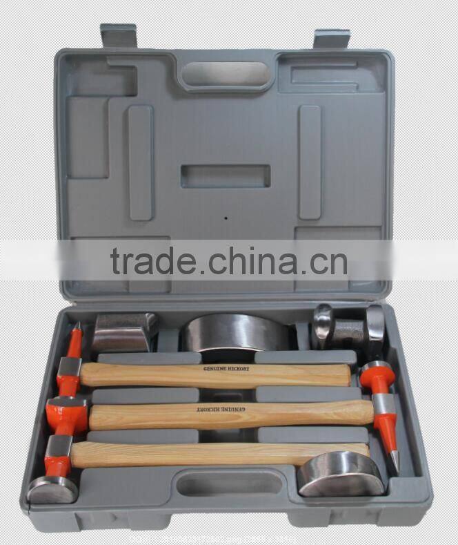Auto Repair Hammer Set Body Repair Set 7 Pcs Set 3 Hammers & 4 Hand Anvils With Wooden Handle