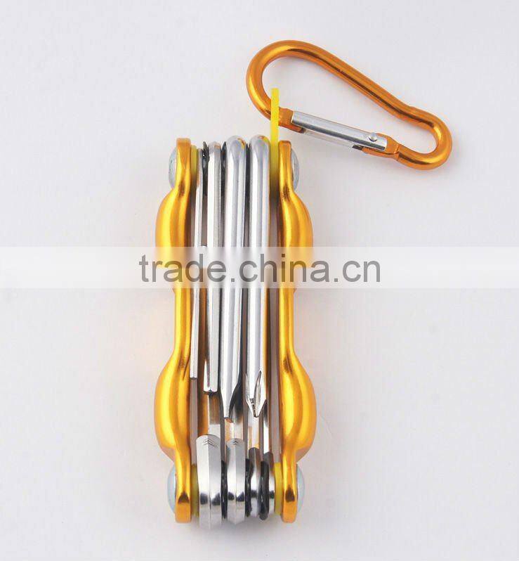 2014 new Stock pocket mini multi aluminium oxide promotion bike keychain tools 606-8