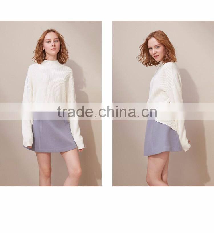 2016 customized manufacture fashionable Wholesale women's plain color high-waist woolen A-line ladies skirt