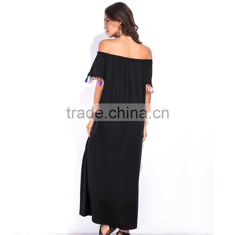 Maxnegio basic sundress with tassels for ladies
