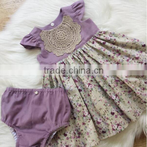 Girls One Piece Lace Dress Purple Top Floral Skirt Kids frock designs Pictures