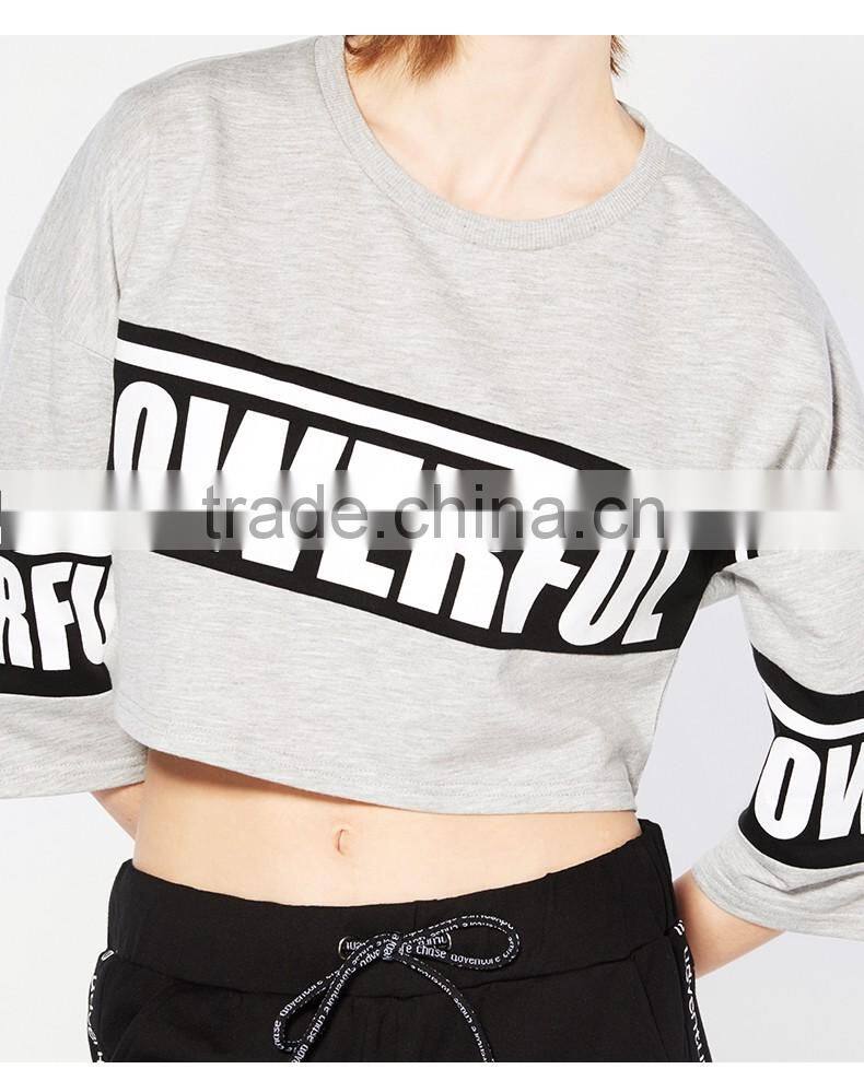 women fashion crop top wholesale crop top printing custom quality t shirt