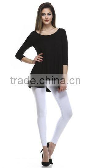 2016 blouse and shirt for ladies fashion elbow sleeve tunic blouse with soft flowy drape