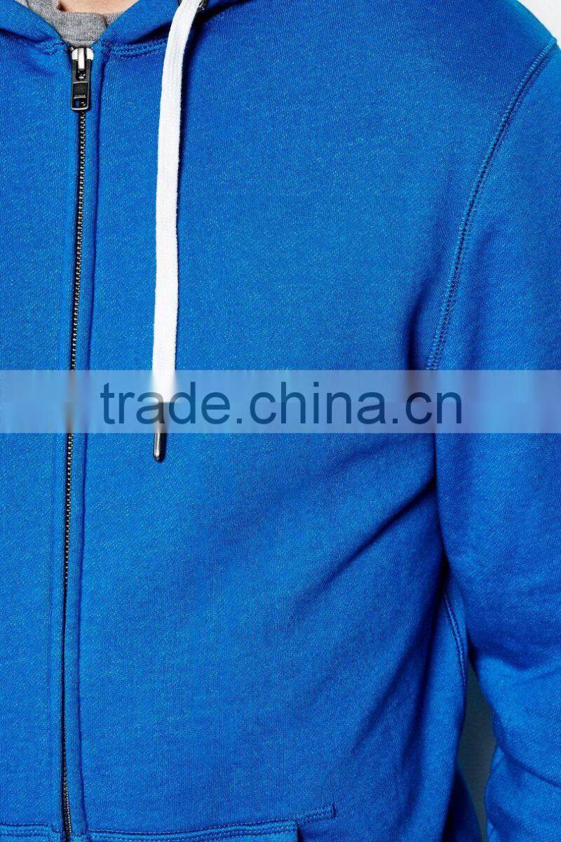 Kingwo plain royal blue high quality pullover hoodies with drawstring