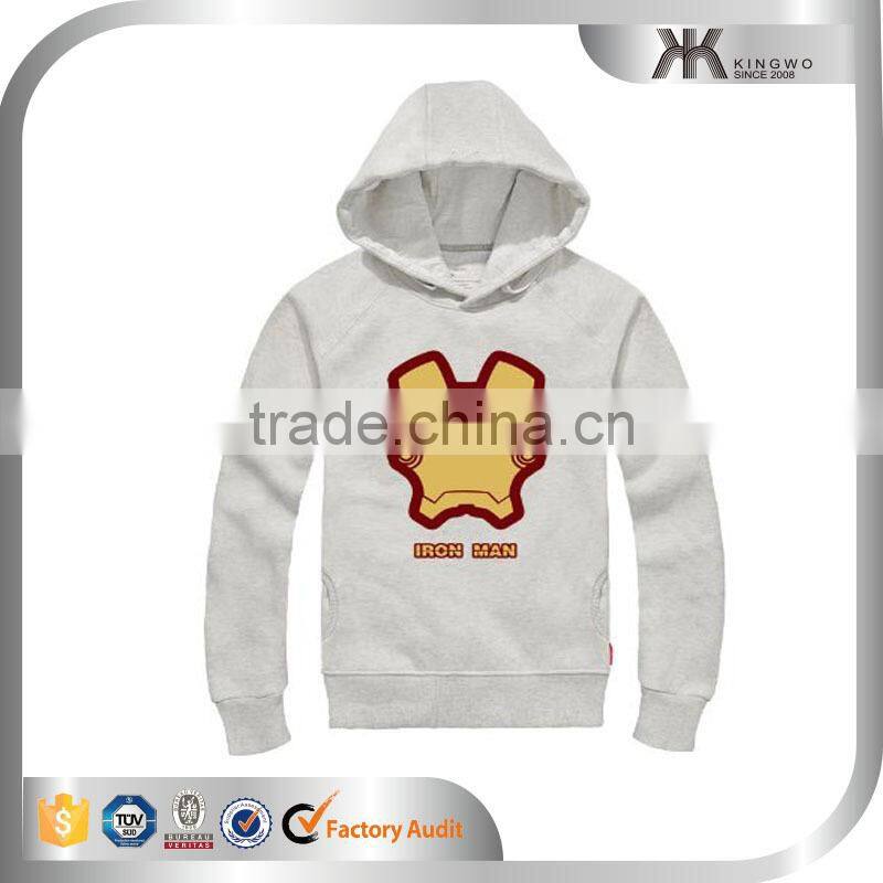Wholesale fashion white plain Iron man printing bulk mans hoodies&sweatshirt