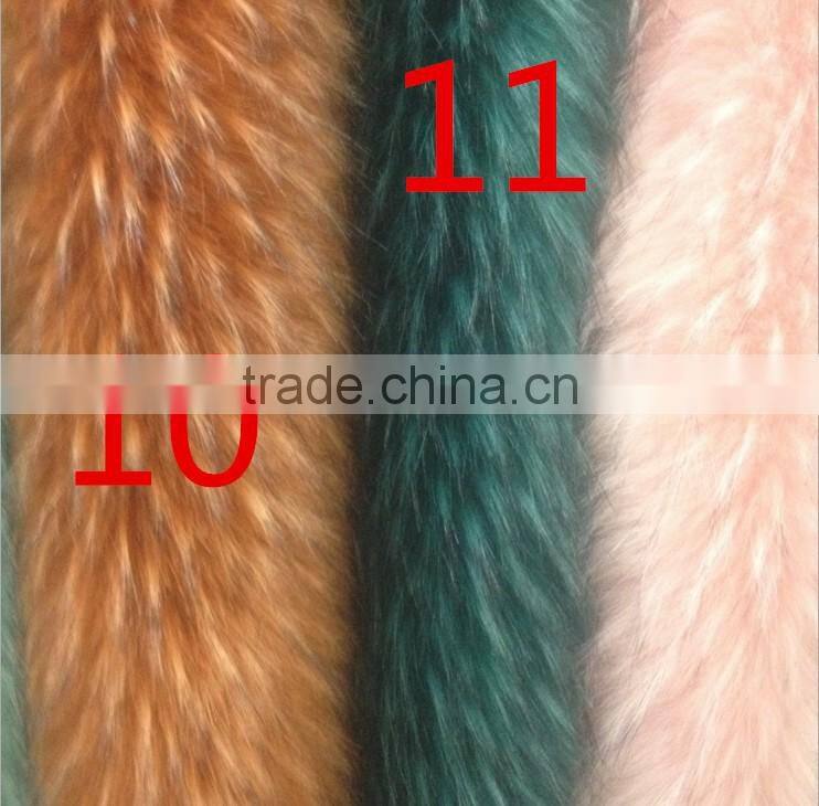 Hot Selling Raccoon Fur Trim for Hood with Cheap Price/Fuax fur collar triming for winter overcoat