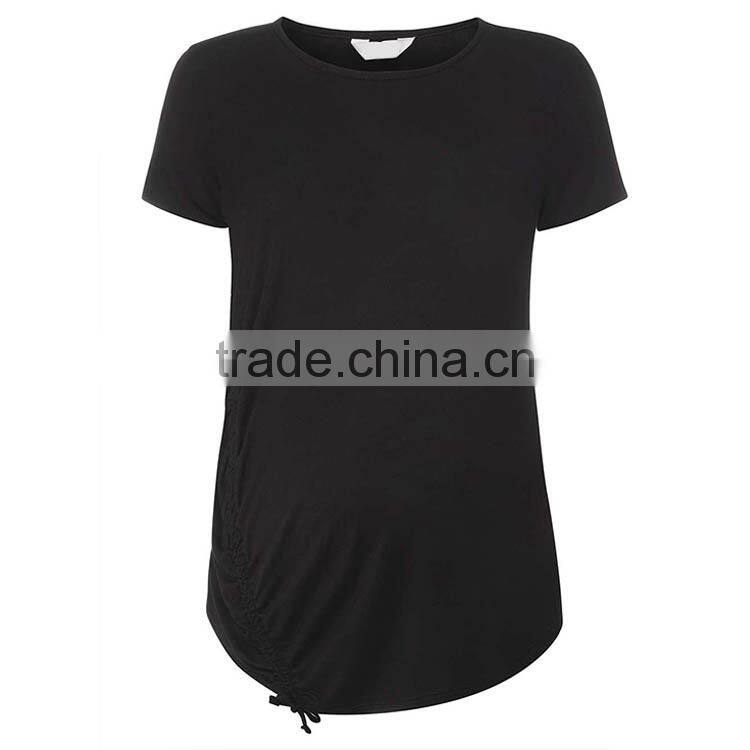 Black Jersey Top With Drawstring Tie Detailing Maternity Clothes Manufacturers