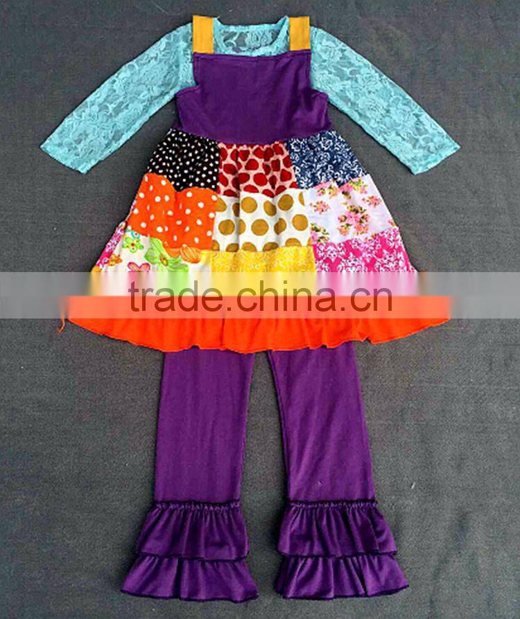 wholesale Happy fall Halloween boutique sets baby girls outfit wholesale boutique outfit orange dress ruffle pant remake outfits