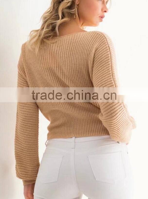 Runwaylover 136 2017 Ladies Sexy Deep V-Neck Knitted Hollow Out T-Shirt