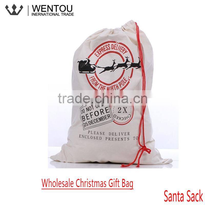 Christmas Gift Canvas Santa Sack Bag With Drawstring