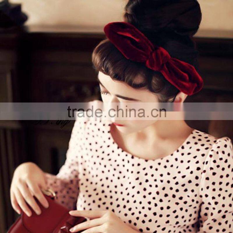 Cute Velvet Headbands Knot Ear Bow Turban