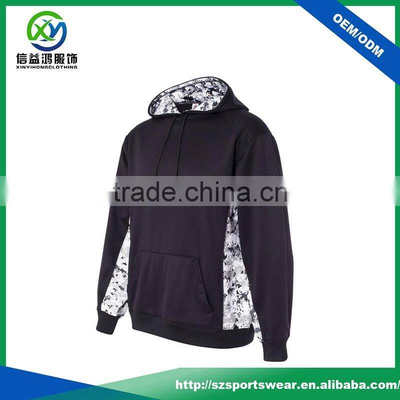 New Style Custom Printing Splicing Polyester Plus Size Man Pullover Hoodie