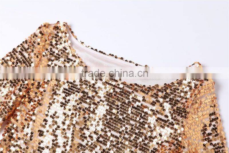 Womens sequin paillette detail golden hot gilrs tight shirt