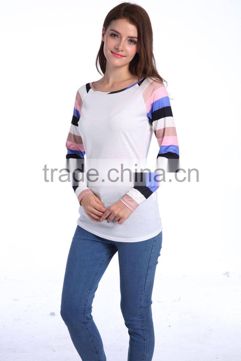 Fashion Patchwork Knit Autumn Long Sleeve Blouse Manufacture Wholesale Women Fashion Apparel 2017