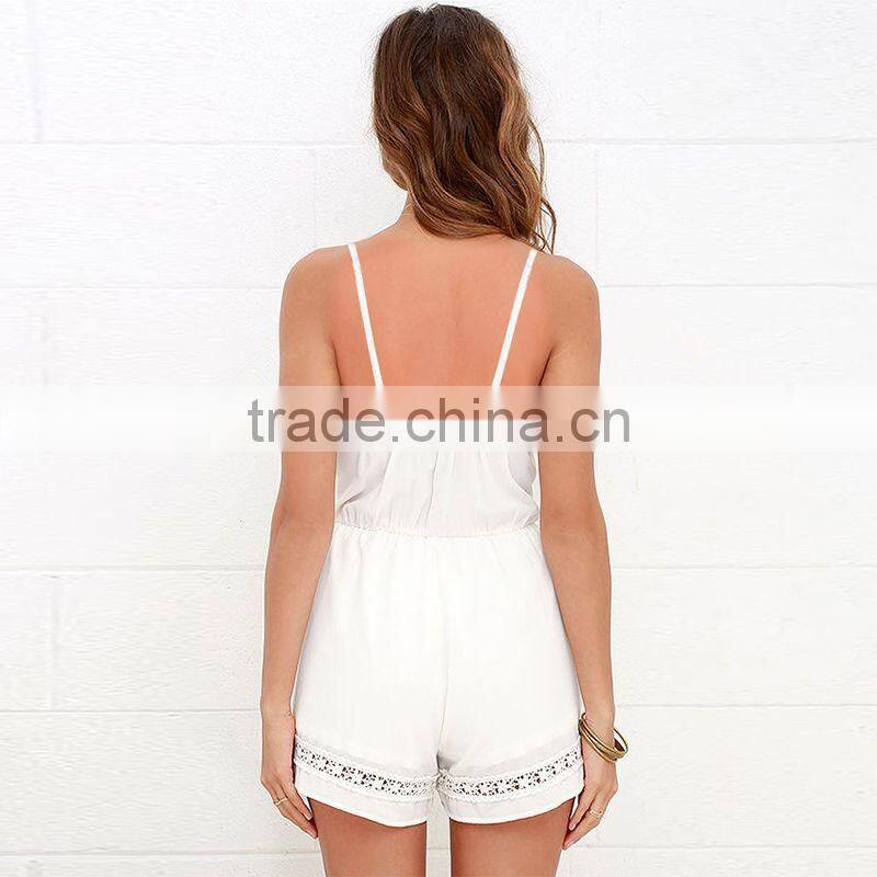 Wholesale custom fashion chiffon jumpsuits black woman romper