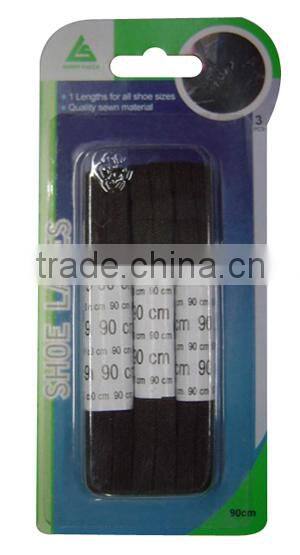 75cm long black flat polyester shoe laces
