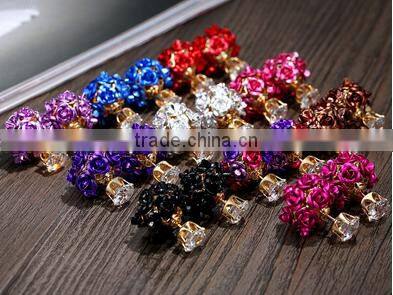 ball-flower fashion diamond stone jewelry stud earrings