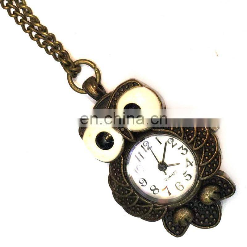 Retro Antique Vintage Cheap Owl Elephant Animal Pendant Necklace Watch
