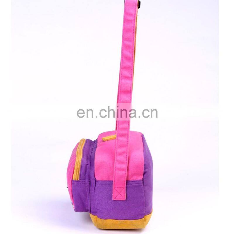 Children Pink Canvas Zipper School Satchel