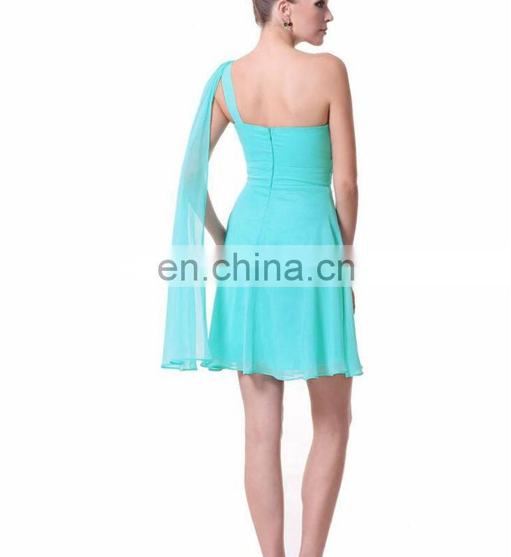 Elegant ladies chiffon dress single shoulder dress