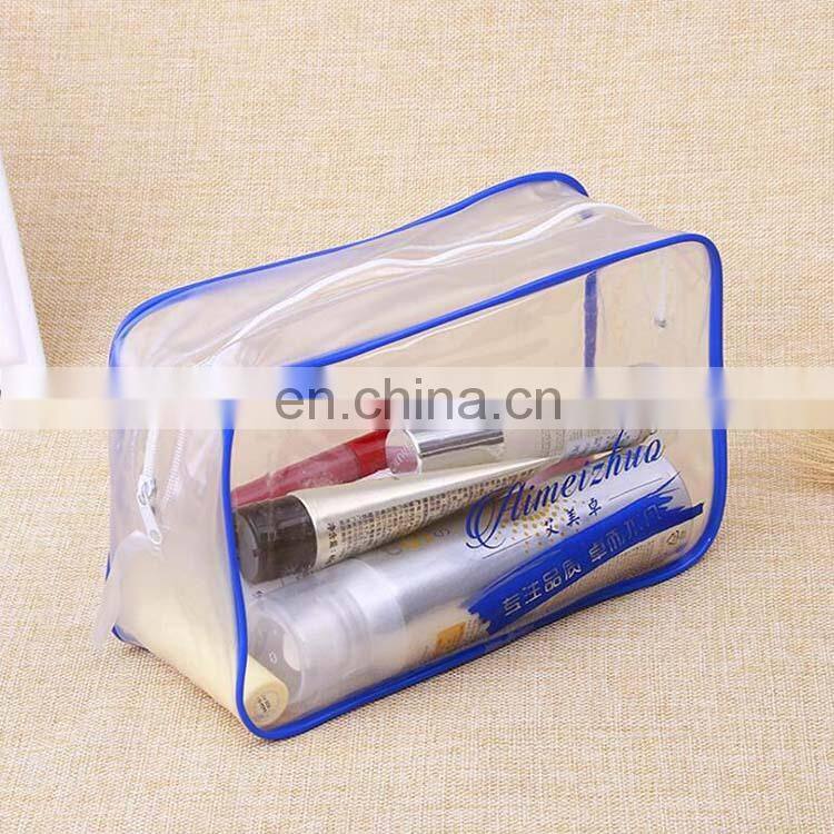 Factory Price Transparent Flat Bottom Reusable cheap pvc customize cosmetic pvc bag with zipper