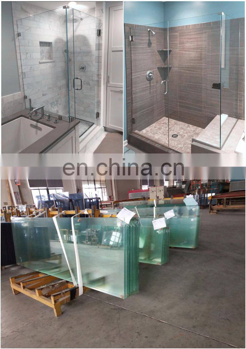 High quality safety frameless enclosure tempered glass shower door