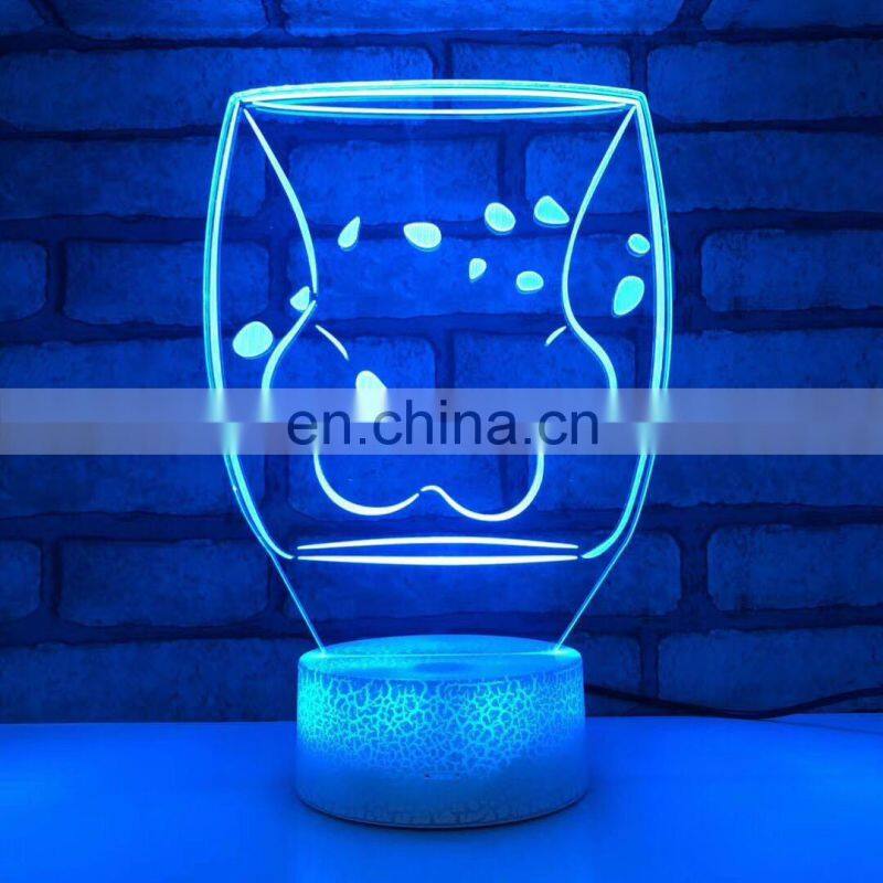 3D led light optical cat paw shaped lamp with touch sensor switch for bedroom