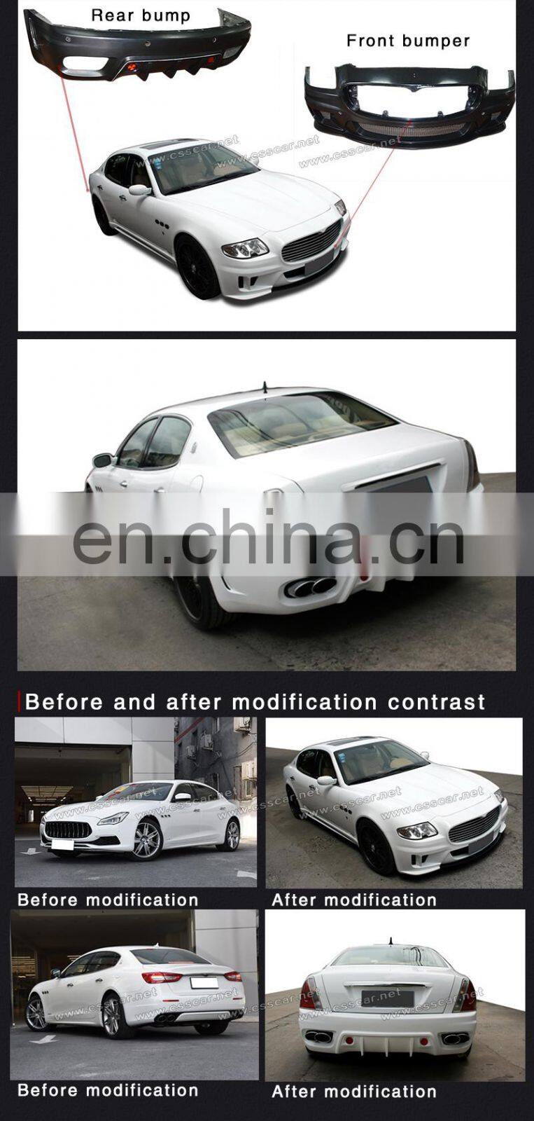 Top Selling WD Style Fiberglass Side Skirts Body Kit Car Parts Suitable For Maserati Quattroporte Front Bumper Kits