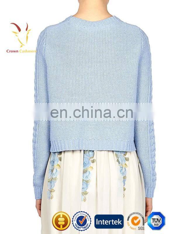 Women Knitted Cashmere Wool Cable Pullover Sweater